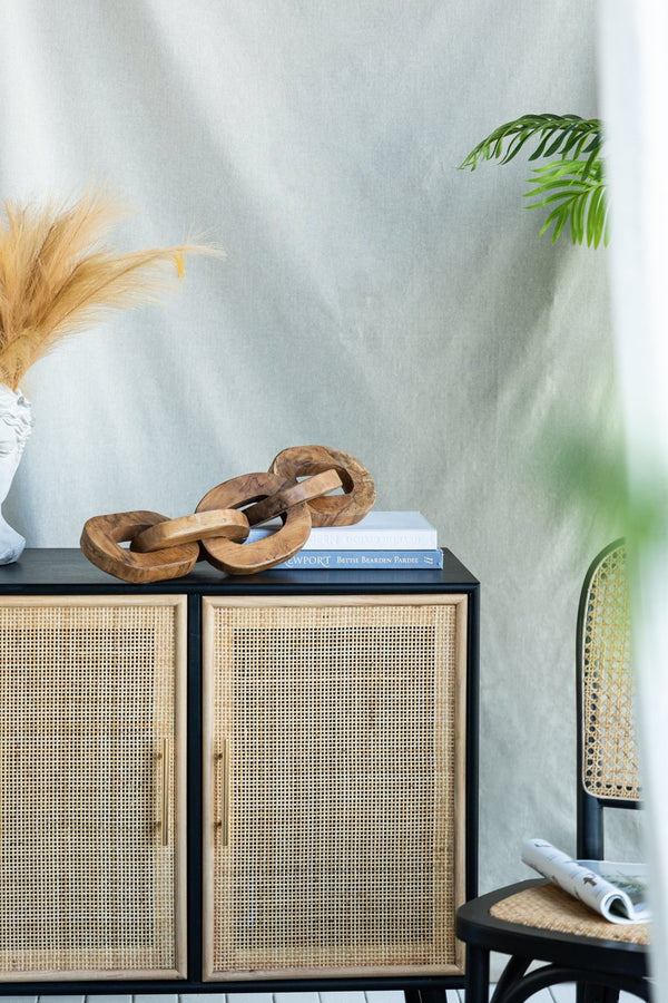 English Elm S/2 Teak Chain Decor Statues Set — 100% Teak Root Sculptures for Living Room, Hallway Accent, 24x14x14 W2078P360889