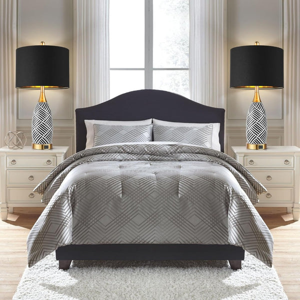 English Elm 25.5" Ceramic Striped Bedside Lamp Set with Touch Dimmer Usb Charging Ports Warm Glow W3355P440679