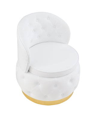 English Elm 360 Degree Swivel Cuddle Barrel Accent Storage Chairs Plush Velvet Round Armchair with Hidden Storage and Luxurious Comfort White W1420P198929