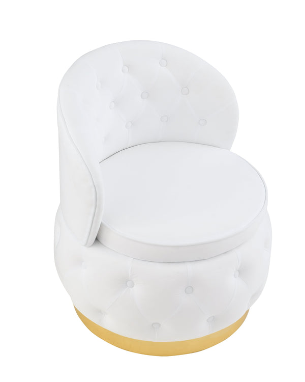 English Elm 360 Degree Swivel Cuddle Barrel Accent Storage Chairs Plush Velvet Round Armchair with Hidden Storage and Luxurious Comfort White W1420P198929