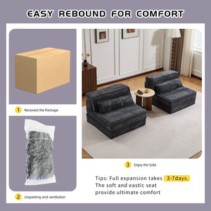 English Elm Compression Modular Sofa Bed – Versatile, No Assembly Needed, Pet-Friendly Fleece, Oversized Comfort! W3723S00049