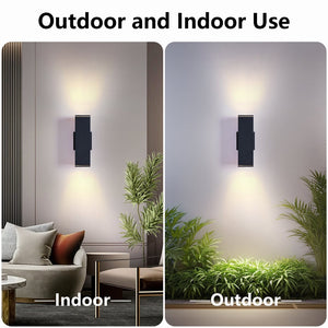 English Elm 12in Matte Black Aluminum Outdoor Wall Sconces up Down Lighting for Porch Patio Set of 4 W2312P416010