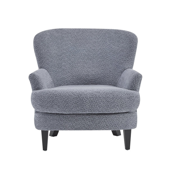 English Elm Christopher Knight Home® - Gerald Boucle Upholstered Club Chair with Tapered Birch Legs, Tonal Piping and Cozy Texture Black,Dusty Blue 33 L x 32.75 W x 30 H N776P243523B