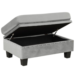 English Elm 105" Modern Velvet Sectional Sofa with Storage Ottoman, Reversible Chaise, Cup Holders & Pillows Gray N719S000580E