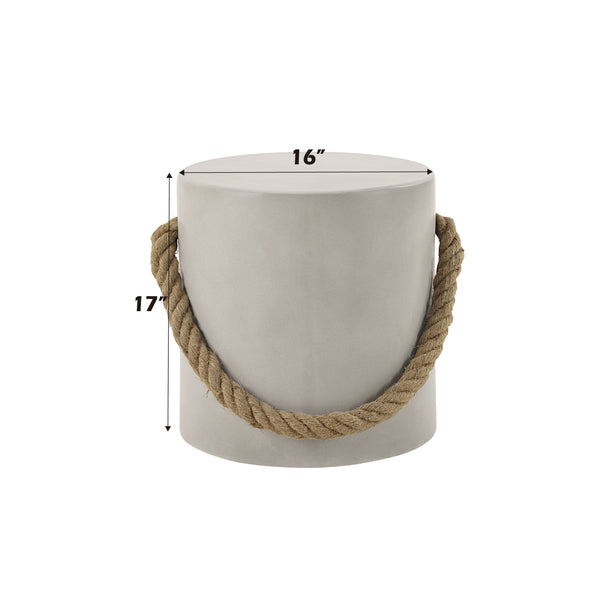 English Elm Gene Natural Finish Fiber Concrete Accent Table with Faux Concrete Top, Eco Cement Modern Charm Gray 19.7 L x 18.6 W x 18.6 H B2726P246012