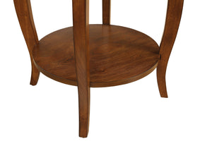 English Elm Alysa Walnut Round Accent Table with Drawer & Shelf, Cabriole Legs, Compact Durable Side Table B2726P265216