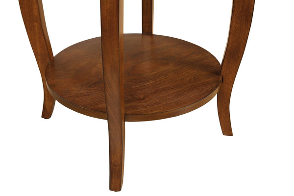 English Elm Alysa Walnut Round Accent Table with Drawer & Shelf, Cabriole Legs, Compact Durable Side Table B2726P265216