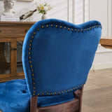 English Elm French Vintage Tufted Upholstered Fabric Dining Chair,Set Of 2,Blue,Sw1869Bl