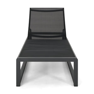 English Elm Christopher Knight Home® - MODESTA Chaise Lounge Set with Rust‑Resistant Aluminum Frame, Breathable Mesh, 5‑Position Adjustable Comfort Black+Grey 62397.00BLKMP2