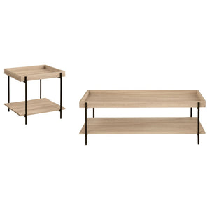 English Elm Golden Oak Lift Top Coffee Table and End Set with Hairpin Legs Storage B062S01493