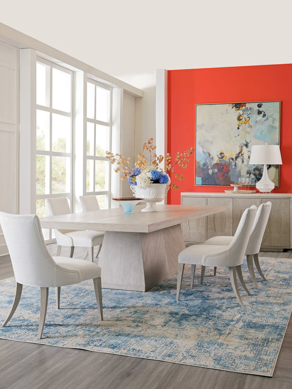 Lexington Artistica Home Mar Monte Dining Table - Modern Coastal Elegance With Radial Matched Oak Veneer And Marble Top Taupe Wood 2300-877c