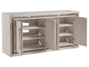 Lexington Artistica Home Mar Monte Media Console - Stylish Modern Design With Floating Doors, Adjustable Shelves & Ventilation Taupe Wood 2300-907