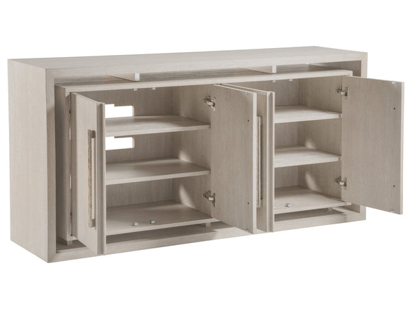 Lexington Artistica Home Mar Monte Media Console - Stylish Modern Design With Floating Doors, Adjustable Shelves & Ventilation Taupe Wood 2300-907