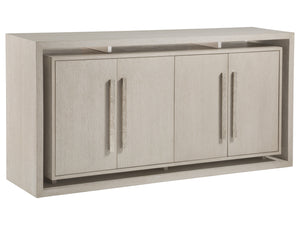 Lexington Artistica Home Mar Monte Media Console - Stylish Modern Design With Floating Doors, Adjustable Shelves & Ventilation Taupe Wood 2300-907