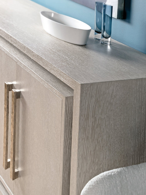 Lexington Artistica Home Mar Monte Media Console - Stylish Modern Design With Floating Doors, Adjustable Shelves & Ventilation Taupe Wood 2300-908