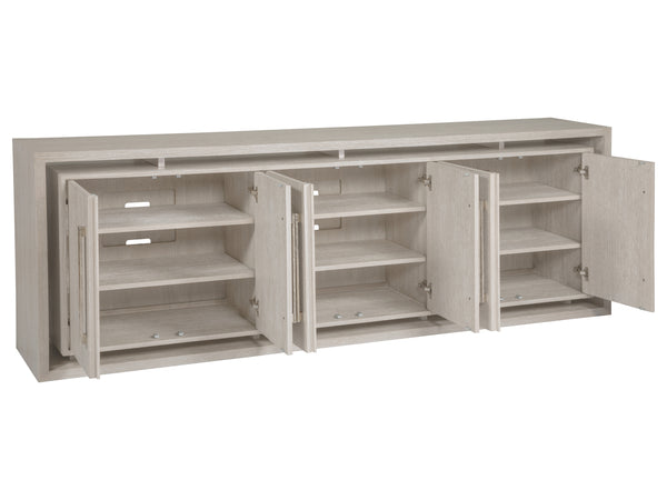 Lexington Artistica Home Mar Monte Media Console - Stylish Modern Design With Floating Doors, Adjustable Shelves & Ventilation Taupe Wood 2300-908
