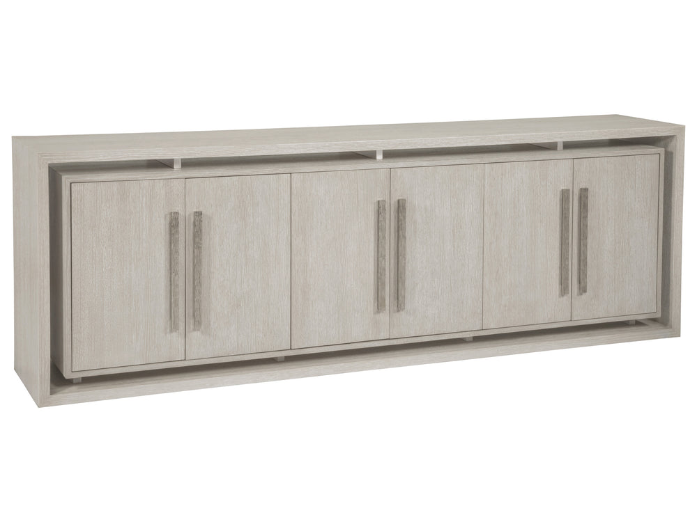 Lexington Artistica Home Mar Monte Media Console - Stylish Modern Design With Floating Doors, Adjustable Shelves & Ventilation Taupe Wood 2300-908
