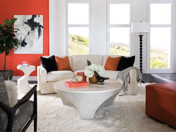 Lexington Artistica Home Mar Monte Cocktail Table - Elegant Anticato Marble Top With Unique Cast Base For Modern Interiors Taupe Wood 2300-943