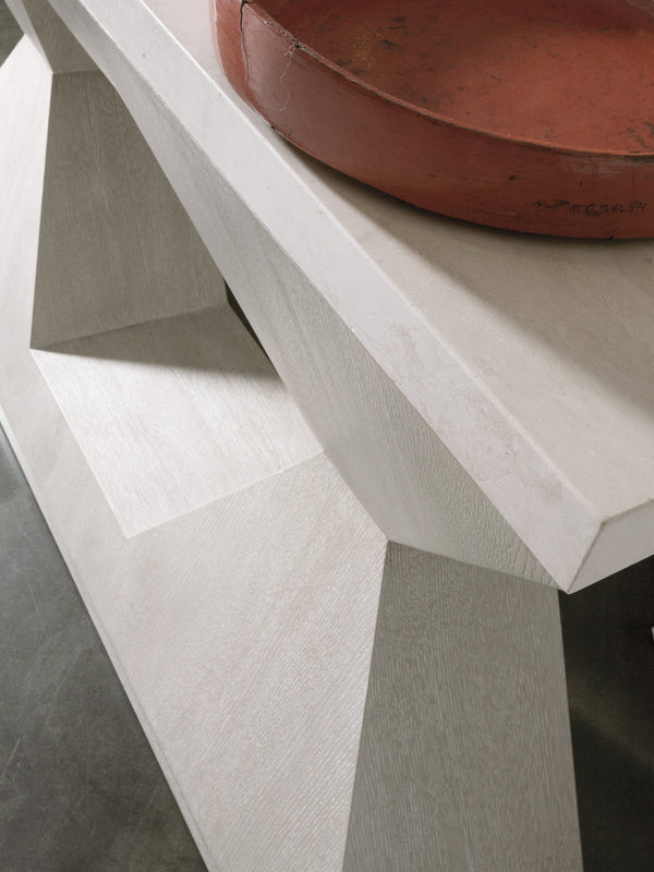 Lexington Artistica Home Mar Monte Console Table - Stunning Anticato Marble Top With Quartered White Oak For Modern Spaces Taupe Wood 2300-966