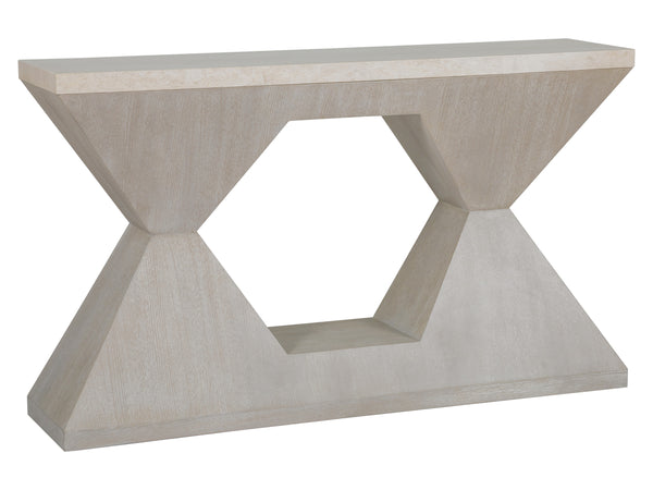 Lexington Artistica Home Mar Monte Console Table - Stunning Anticato Marble Top With Quartered White Oak For Modern Spaces Taupe Wood 2300-966