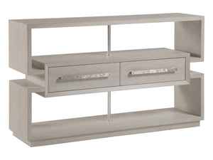 Lexington Artistica Home Mar Monte Open Console: Modern Coastal Elegance With Floating Drawers And Stunning Marble Accents Taupe Wood 2300-967