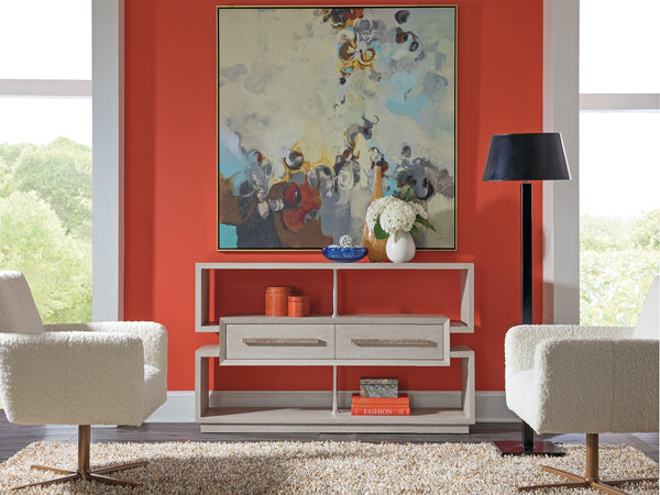 Lexington Artistica Home Mar Monte Open Console: Modern Coastal Elegance With Floating Drawers And Stunning Marble Accents Taupe Wood 2300-967