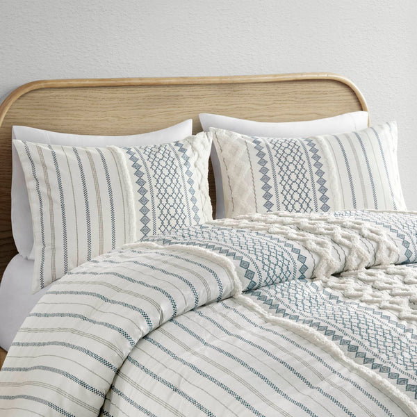 English Elm Cotton Imani Printed Chenille Comforter Set Full/Queen – 100% Cotton, OEKO-TEX, Tufted Geometric Design, Machine Washable B035128793