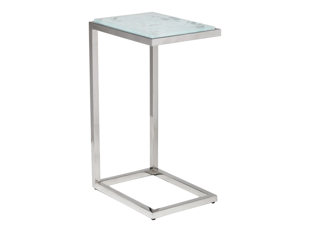 Lexington Artistica Home Snowscape Artistic Table - Unique 3d Glass Top With Polished Stainless Steel Base For Elegant Homes Stainless Steel Wood 2301-950