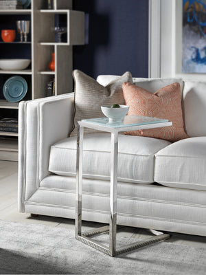 Lexington Artistica Home Snowscape Artistic Table - Unique 3d Glass Top With Polished Stainless Steel Base For Elegant Homes Stainless Steel Wood 2301-950