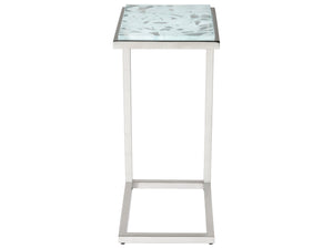 Lexington Artistica Home Snowscape Artistic Table - Unique 3d Glass Top With Polished Stainless Steel Base For Elegant Homes Stainless Steel Wood 2301-950