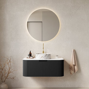 English Elm Dina 36" Wall-Mounted Bathroom Vanity With Round Ceramic Sink, Stylish Storage & Pre-Assembled Design W2615S00498