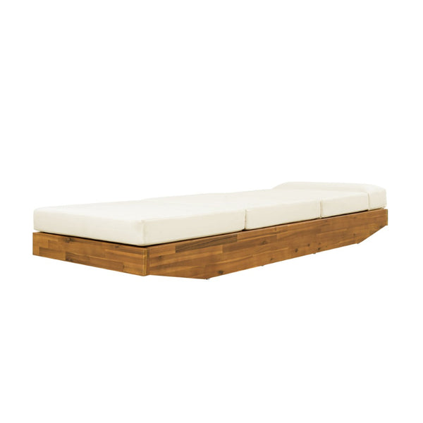 English Elm Boat-shape Acacia Wood Outdoor Chaise Lounge Slatted Teak Finish Poolside Recliner Beige,Teak N770P380117T_N770P285267B