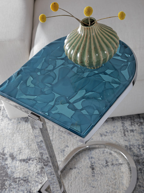 Lexington Artistica Home Placido Artistic 3d Glass Top Table With Polished Stainless Steel Base - Unique Home Décor Piece Stainless Steel Wood 2302-950