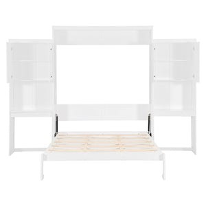 English Elm Queen Size Murphy Bed With Integrated Desk, Vanity & Storage - Stylish Space Saver For Small Living N820S00057K-GIGA