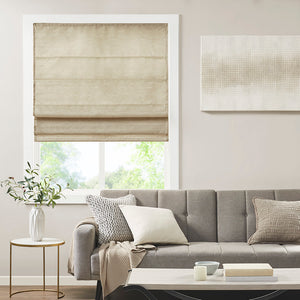JLA Home Madison Park - Printed Faux Silk Room Darkening Cordless Roman Shade with Thermal Foambacking and OEKO-TEX Safety Taupe MP40-7448