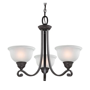 Thomas Lighting Hamilton Three Light Chandelier Brushed Arms White Dome Shades for Dining or Entryway Bronze 25 inches 2303CH/10