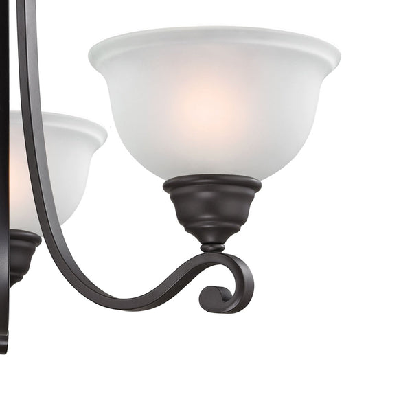 Thomas Lighting Hamilton Three Light Chandelier Brushed Arms White Dome Shades for Dining or Entryway Bronze 25 inches 2303CH/10