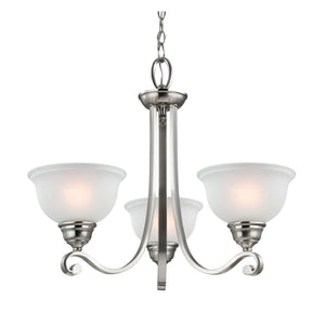 Thomas Lighting Hamilton Three Light Chandelier Brushed Arms White Dome Shades for Dining or Entryway Nickel 25 inches 2303CH/20