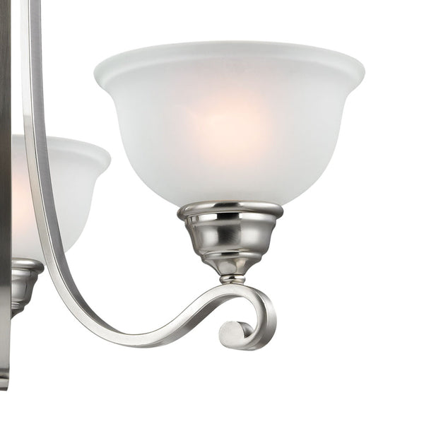 Thomas Lighting Hamilton Three Light Chandelier Brushed Arms White Dome Shades for Dining or Entryway Nickel 25 inches 2303CH/20