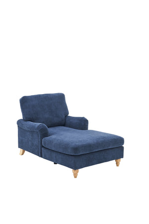English Elm Modern Mid-Century Oversized Chaise Lounger Sofa Bed with Solid Wood Legs, Deep Seat Comfort Sleeper Blue W2363S00067