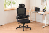 English Elm Ergonomic Mesh Office Chair, High Back Desk Chair With 3D Armrests, Up&Down Lumbar Support, Swivel Computer Task Chair With Adjustable 2D Headrest, Tilt Function Black