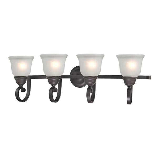 Thomas Lighting Hamilton Oil Rubbed Bronze Vanity Light Fixture with Glass Shades for Bathrooms 4-Light 2304BB/10