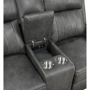 English Elm Forrest Grey Motion Reclining Loveseat With Console – Stylish Comfort, Storage & Modern Elegance B062P354054