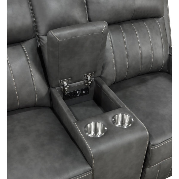 English Elm Forrest Grey Motion Reclining Loveseat With Console – Stylish Comfort, Storage & Modern Elegance B062P354054