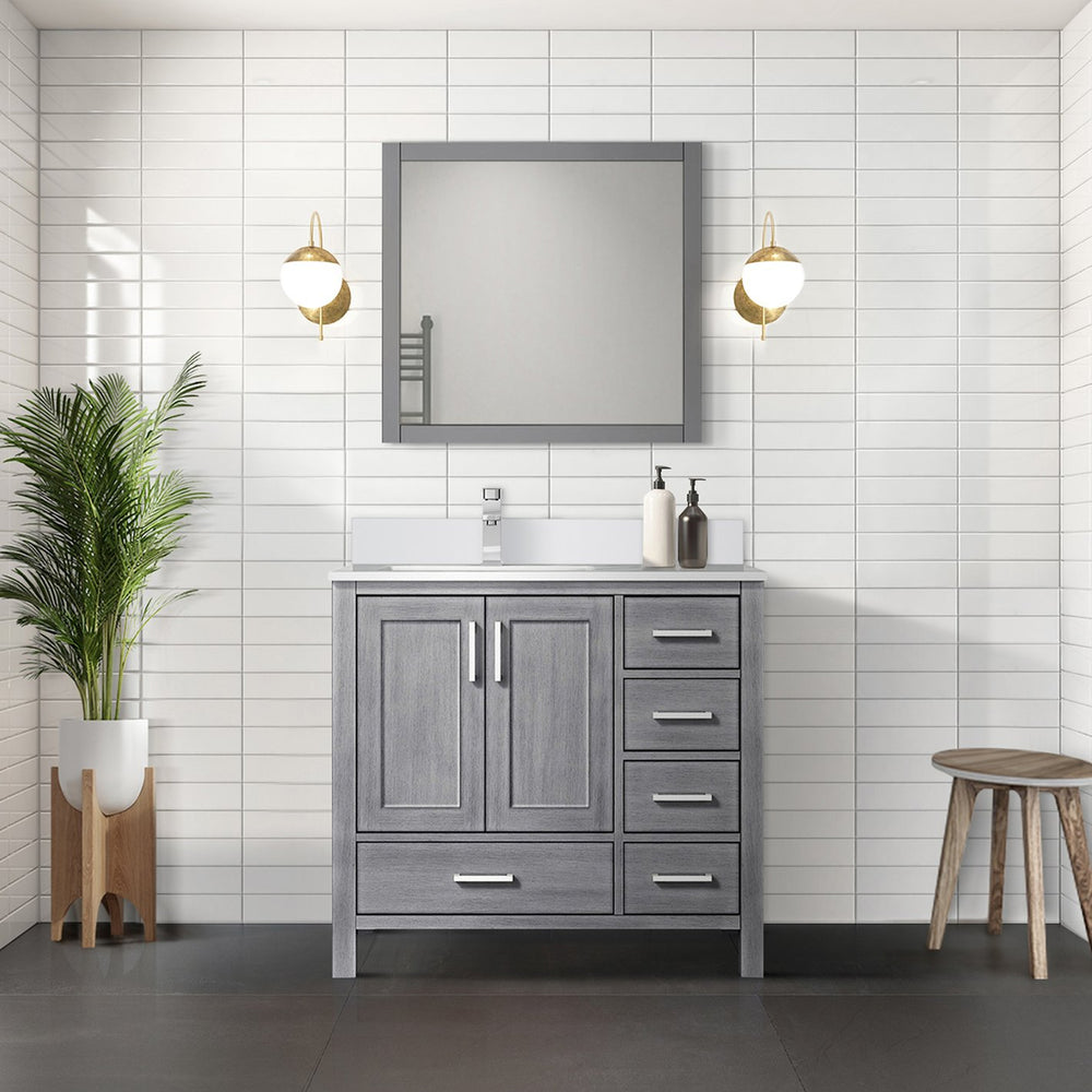 English Elm Distressed Grey Bath Vanity 36" W X 22" D, Cultured Marble Top, Soft-Close Drawers & Elegant Storage B2731P259045