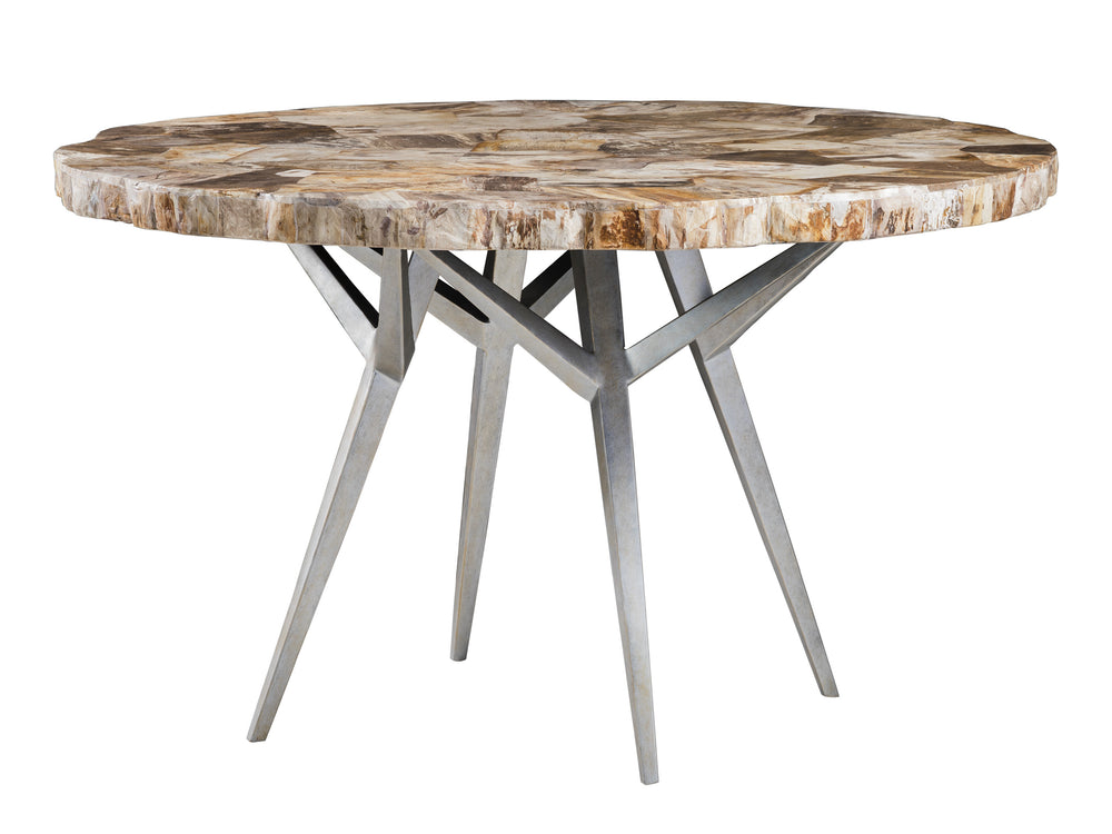 Lexington Artistica Home Caldera Dining Table - Unique Live-edge Design With Petrified Wood And Elegant Iron Base For Modern Homes Light Golden Brown Wood 2305-870c