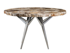 Lexington Artistica Home Caldera Dining Table - Unique Live-edge Design With Petrified Wood And Elegant Iron Base For Modern Homes Light Golden Brown Wood 2305-870c