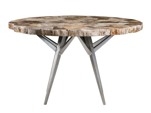 Lexington Artistica Home Caldera Dining Table - Unique Live-edge Design With Petrified Wood And Elegant Iron Base For Modern Homes Light Golden Brown Wood 2305-870c