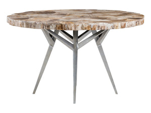 Lexington Artistica Home Caldera Dining Table - Unique Live-edge Design With Petrified Wood And Elegant Iron Base For Modern Homes Light Golden Brown Wood 2305-870c