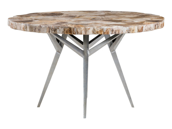 Lexington Artistica Home Caldera Dining Table - Unique Live-edge Design With Petrified Wood And Elegant Iron Base For Modern Homes Light Golden Brown Wood 2305-870c